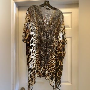 shahida parides leopard short Kaftan